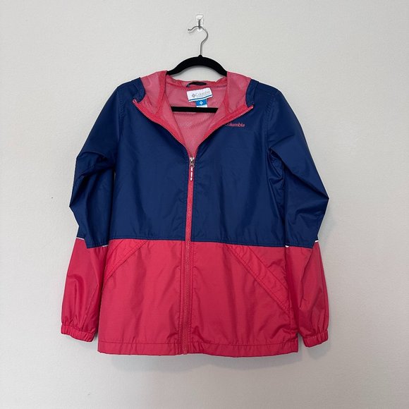 Columbia Blue Girls Lightweight Color Blocking (rain) Jacket - Picture 1 of 5
